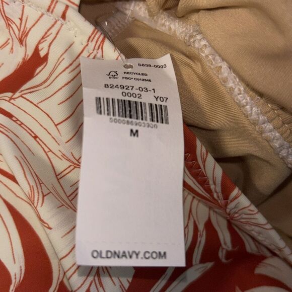 NWT Old Navy Tie-Shoulder Ruched Plunge One-Piece Swimsuit Size M - Picture 7 of 7